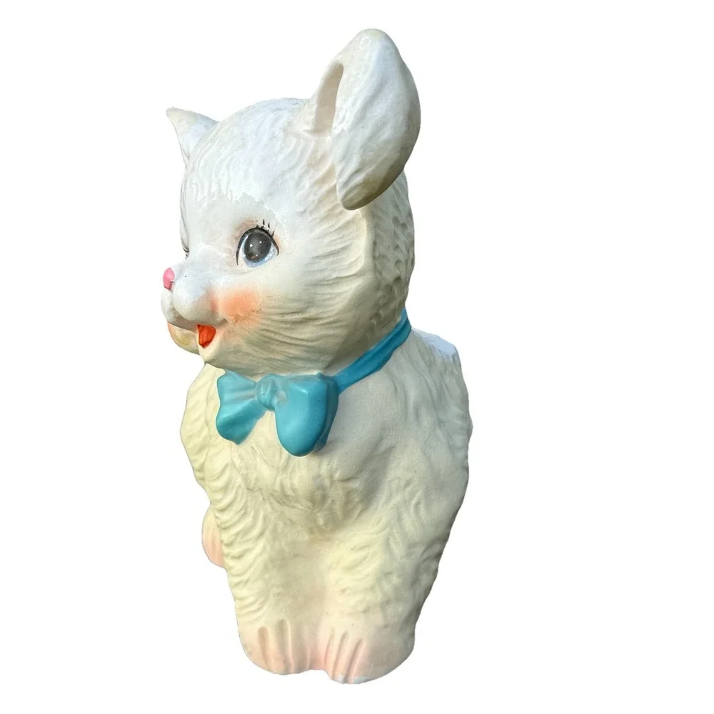 Vintage NAPCO Bunny Planter Storybook Rabbit Blue Bow Japan 1950s MCM